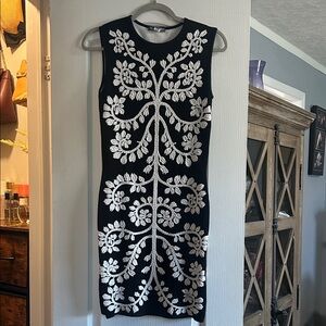 Alexander McQueen Black and White Floral Mini Dress